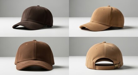 Suede Baseball Caps, Product Photography with Soft Lighting and Neutral Background