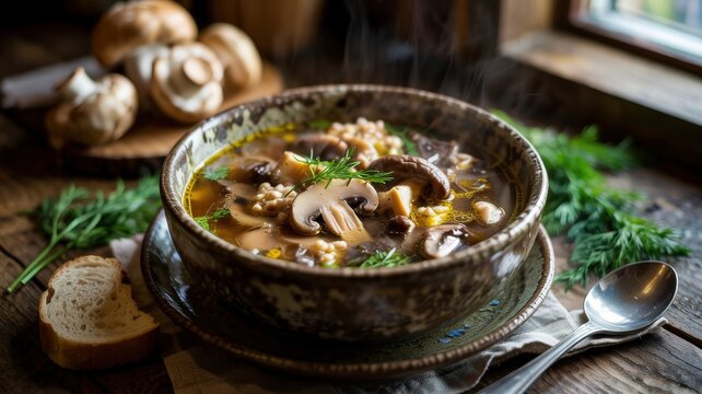National dishes of Belarusian cuisine.
Mushroom soup with ears.