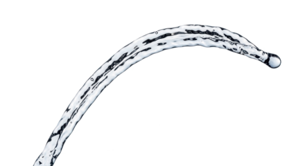 Blue water splash a curved stream of clear water splashing upwards