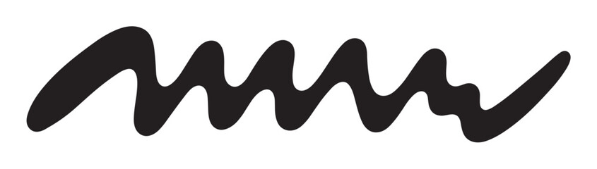 Hand drawn black wavy line isolated on a white background. Abstract scribble or doodle element for modern graphic design projects and creative decoration concepts