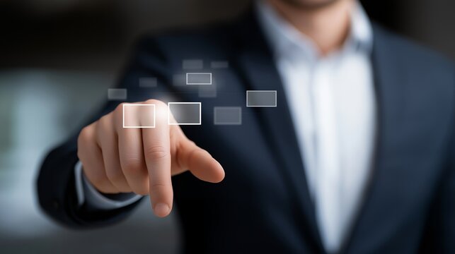 Hiring manager selecting resumes on a holographic dashboard in a futuristic HR office, representing digital recruitment, AI-powered candidate evaluation, and next-generation human resources