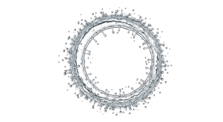 Blue water splash a circular splash of water, creating a perfect ring with droplets