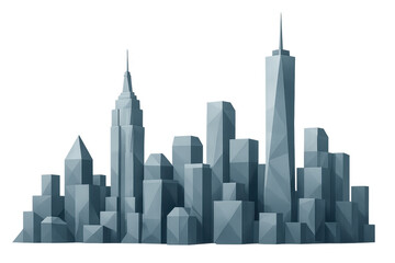 Fototapeta premium New york city low poly skyline illustration on transparent background depicting major skyscrapers and urban architecture