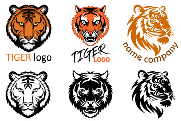 tiger logo creative and original for your business or company logotype cartoon stock color and black and white vector illustration isolated on white background