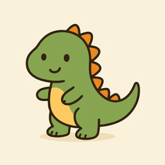 Cute green dinosaur cartoon illustration