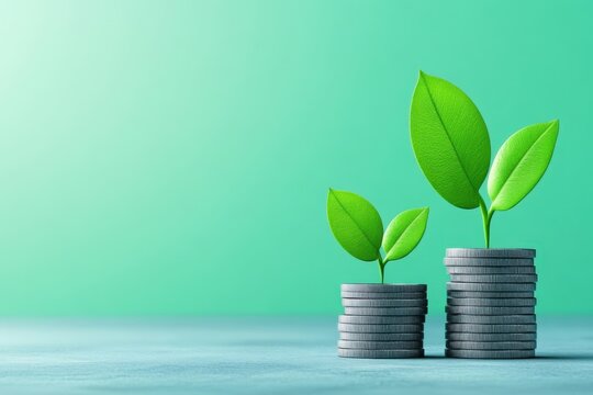 Esg etf fintech Nft lending Monetization Defi yield Fractional investing Harvest Finance EcoVadis Greenly Emitwise Financial strategies, modern investment trends, minimalism, 3D render. A sleek visua