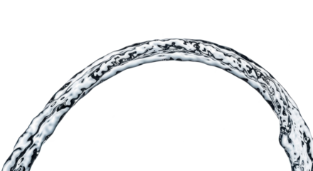 Blue water splash a stream of water forming an arch shape