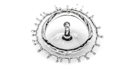 Blue water splash a perfect circular water splash crown effect with a central drop