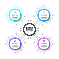 Infographic template. 4 tech circles connected by line