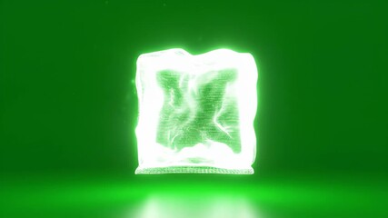 Green Screen Animation Of A Glowing Abstract Cube - Powered by Adobe