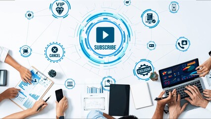 Concept of subscription services provides exclusive digital content. This model offers continuous access, enhancing subscription services with personalized experiences and benefits. Funnel