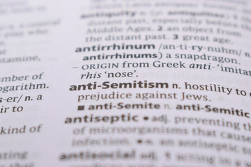 English Dictionary Page Close Up With the Word Of -anti-Semitism