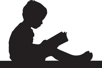 Young Child Reading a Book Silhouette