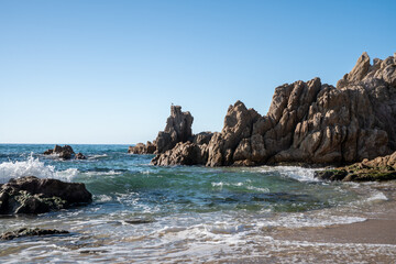 Waves Crashing on the Rocky Coastline