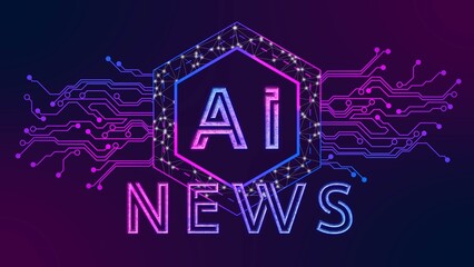 AI News - Letter Logo into circuit contact lines - creative technology design - 3D Illustration