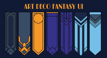 Elegant art deco UI elements for fantasy game design and modern app
