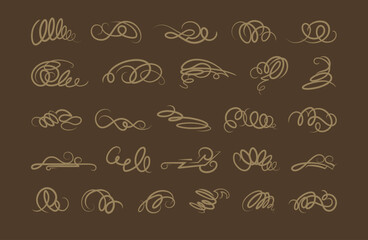 Elegant vintage swirl ornaments on a brown background. Perfect for CNC wood carving, laser engraving, furniture decor, and luxury wooden products.