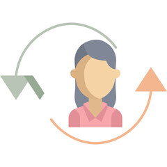 Illustration of a Person With Arrows Indicating Exchange or Cycle in Pastels With a Transparent Background