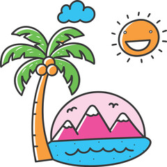 Cheerful Coastal View with Palms