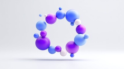 Fototapeta premium Creative abstract spheres representing molecules, atoms, and innovation in science and technology with a sleek modern style.