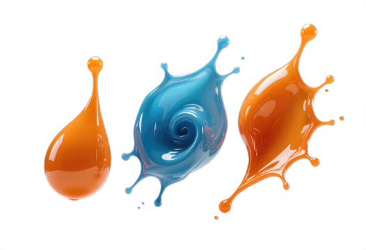 Vibrant Colorful Splashes of Orange and Blue Liquid in Motion
