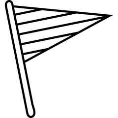 Black Outline Drawing Of A Triangle Flag On A Pole Isolated On A White Background