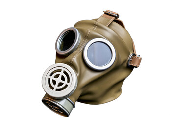 Vintage Gas Mask with Round Filter and Leather Straps