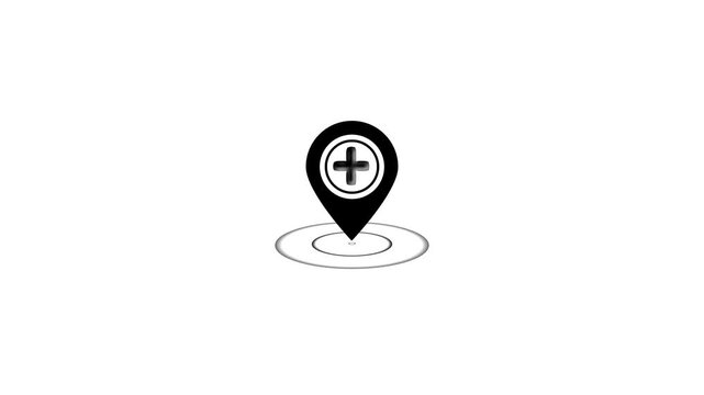 Medical location pin icon healthcare marker icon animation . Healthcare Services, Icon of hospital location. white background 
