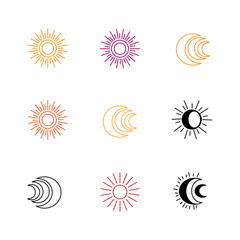 Ornamental Celestial Line Art Icon Set