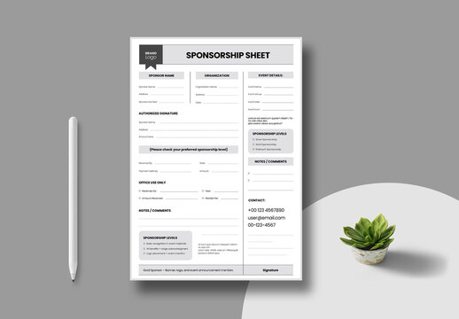 Sponsorship Form Template Layout