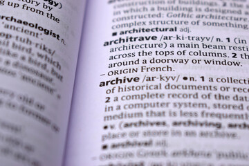 Obraz premium Close Up Of English Dictionary Page With Word - archive