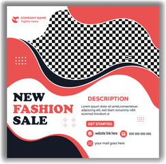 New fashion sale social media post template, trendy design for online promotion and digital marketing