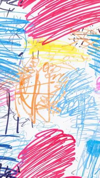 Vertical video: Scene starting fixed camera capturing marker scribbles on white paper, abstract