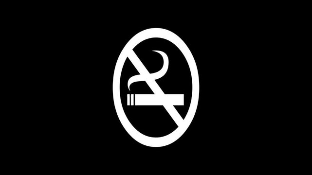 Prohibited no smoking sign animation. No smoking sign or no smoking area sign. No smoking warning 4k animated 