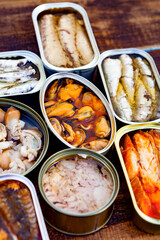 Assortment of open tin cans