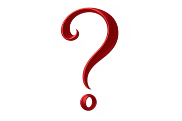 Red metallic question mark standing vertically, symbolizing query, help, support, and information with easy integration