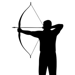 SILHOUETTE OF A MAN SHOOTING AN ARCHERY