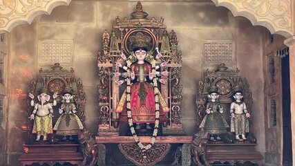 Rajasthani themed Durga puja pandal in Kolkata, India.