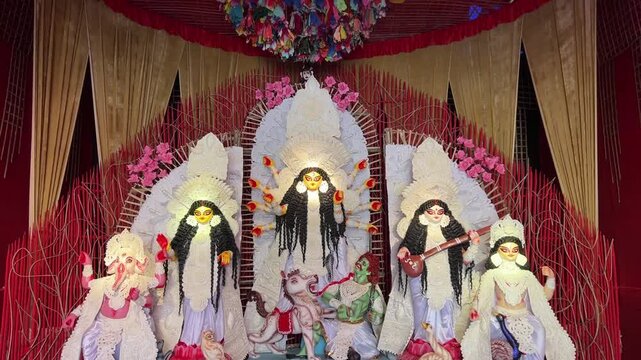Daker saj themed Durga puja pandal in Kolkata, India