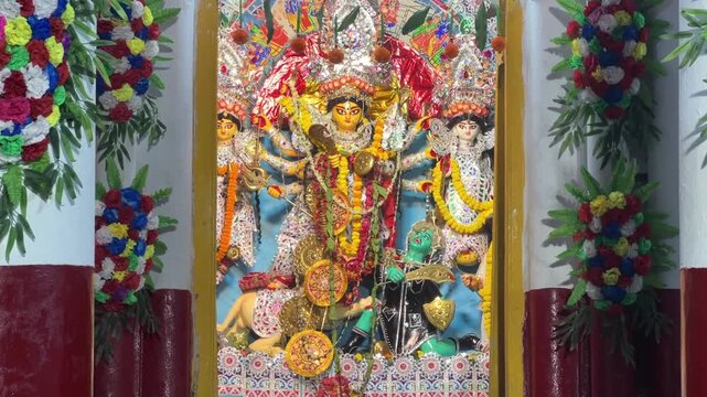 Traditional Bonedi-themed Durga Puja at Kolkata, India.