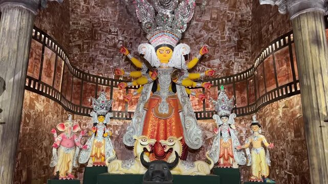 Beautiful Daker saj Durga puja pandal in Kolkata, India