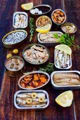 Assortment of open tin cans