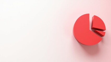 Fractional investing Facebook ads UTM parameters Nft lending Lifetime deal SD-WAN Pareto ai datapoints Skio Akkio Rose red economic pie chart on right. Soft blue background. Copy space for text, 3D r