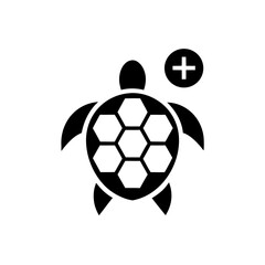 Obraz premium Turtle with soccer ball and plus sign on transparent background silhouette