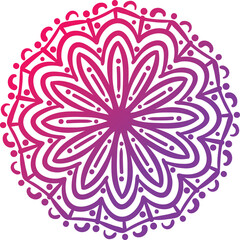 Intricate Mandala Design with Pink and Purple Gradient on Transparent Background Symbolizing Harmony and Spirituality