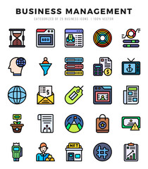 Collection of Business Management 25 Lineal Color Icons Pack.