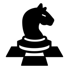 Chess knight on playing field solid icon, chessboard concept. Vector graphics. Horse sign on white background, style icon mobile or web design.