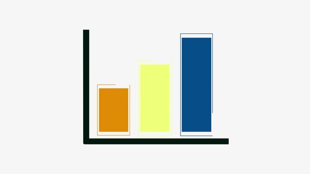 Flat vector of simple three bar chart in ascending order minimal geometric bars