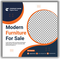 Modern furniture sale social media post template with customizable image and text for promotions