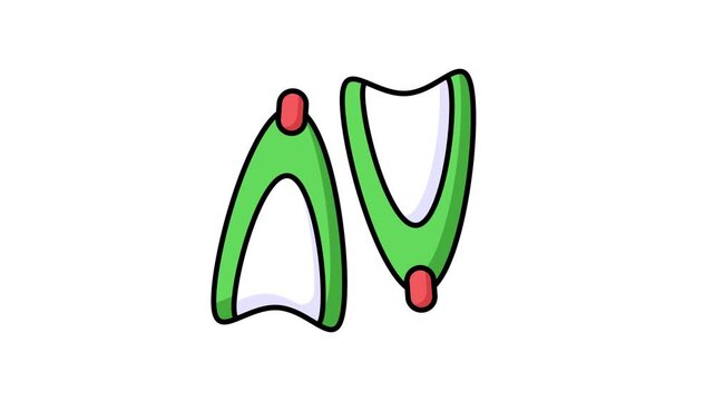 Fins animated vector design in modern style, swimming equipment icon animation